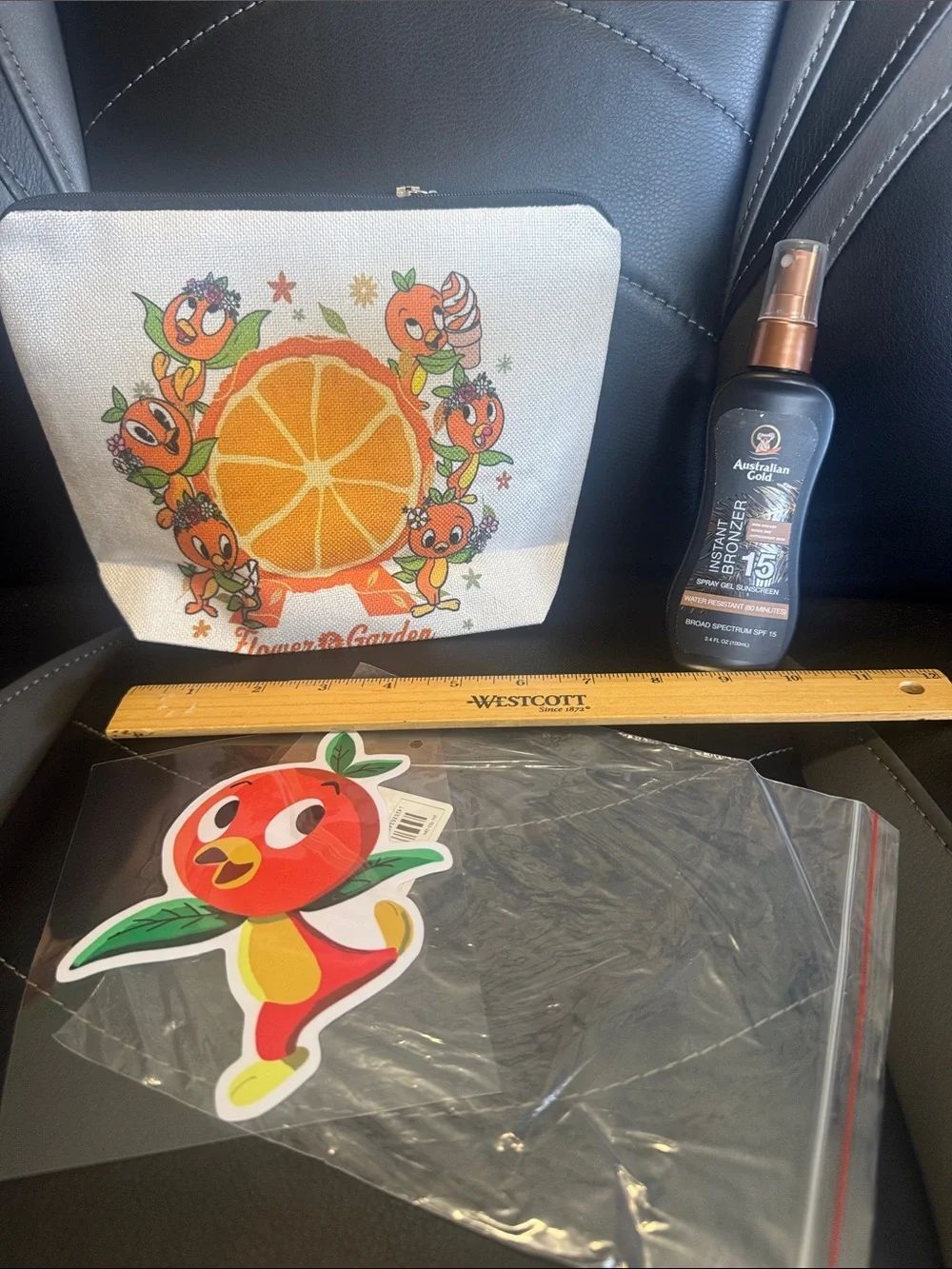 Disney Orange Bird Canvas Cosmetic Pouch & sticker & bonus bronzer NWT